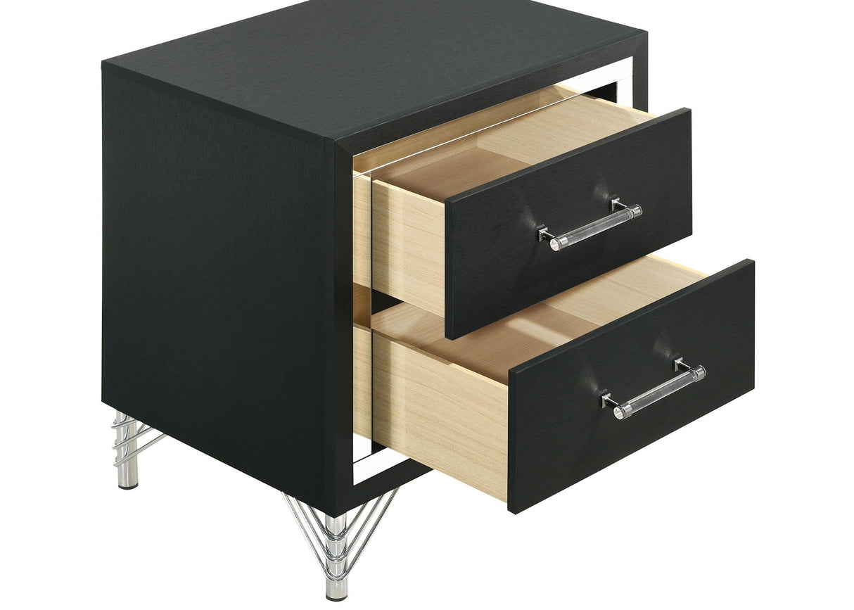Lucia Black 2-drawer Nightstand Bedside Table by Coaster at Eve Furniture