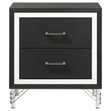 Lucia Black 2-drawer Nightstand Bedside Table by Coaster at Eve Furniture