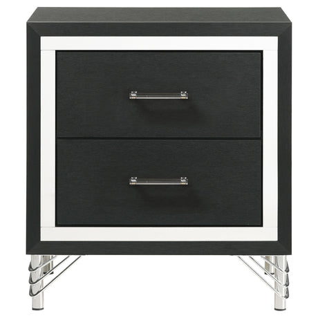 Lucia Black 2-drawer Nightstand Bedside Table by Coaster at Eve Furniture