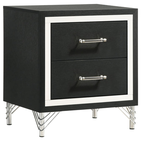 Lucia Black 2-drawer Nightstand Bedside Table by Coaster at Eve Furniture