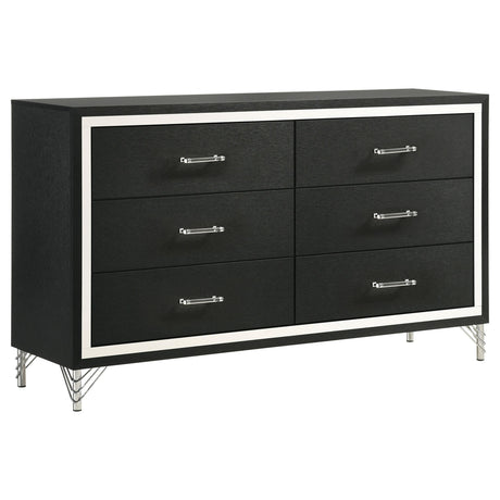 Lucia Black 6-drawer Dresser Cabinet by Coaster at Eve Furniture