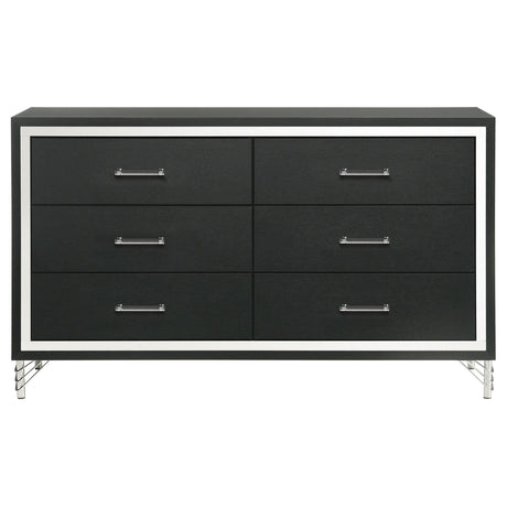 Lucia Black 6-drawer Dresser Cabinet by Coaster at Eve Furniture