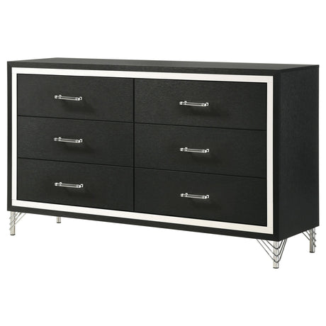 Lucia Black 6-drawer Dresser Cabinet by Coaster at Eve Furniture