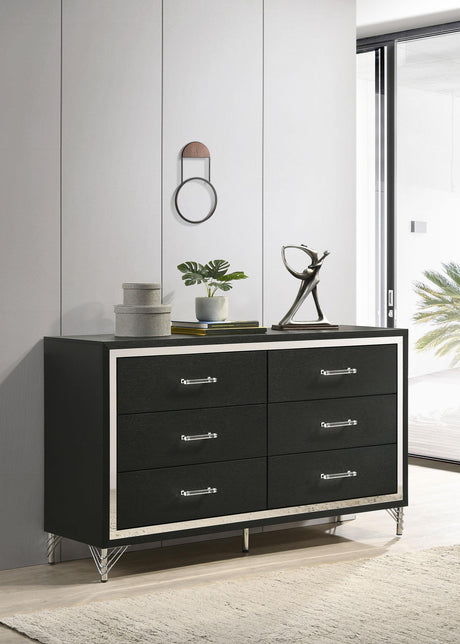 Lucia Black 6-drawer Dresser Cabinet by Coaster at Eve Furniture