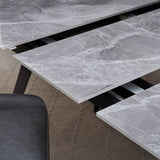 Lucia Extendable Stone Top Metal Leg Dining Table in Piedra and Black by Modus Furniture at Eve Furniture