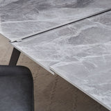 Lucia Extendable Stone Top Metal Leg Dining Table in Piedra and Black by Modus Furniture at Eve Furniture
