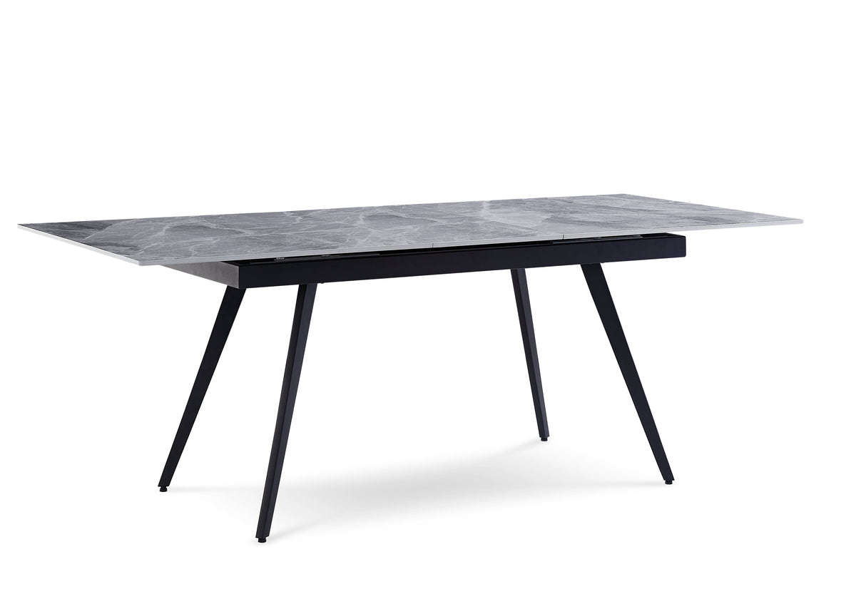 Lucia Extendable Stone Top Metal Leg Dining Table in Piedra and Black by Modus Furniture at Eve Furniture