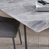 Lucia Extendable Stone Top Metal Leg Dining Table in Piedra and Black by Modus Furniture at Eve Furniture