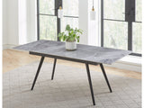 Lucia Extendable Stone Top Metal Leg Dining Table in Piedra and Black by Modus Furniture at Eve Furniture