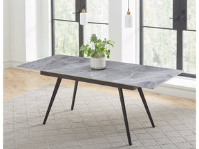 Lucia Extendable Stone Top Metal Leg Dining Table in Piedra and Black by Modus Furniture at Eve Furniture