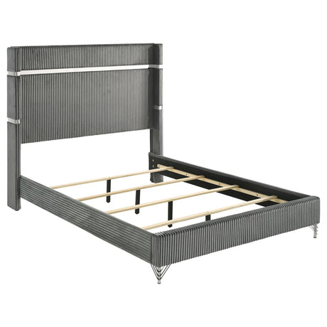 Lucia Gray 61-inch Upholstered Eastern King Panel Bed by Coaster at Eve Furniture