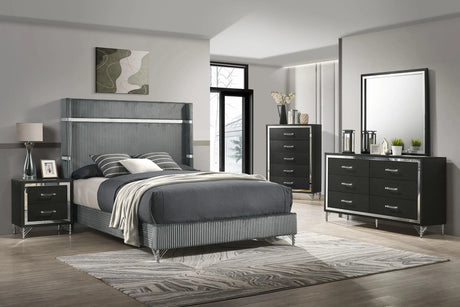 Lucia Gray 61-inch Upholstered Eastern King Panel Bed by Coaster at Eve Furniture
