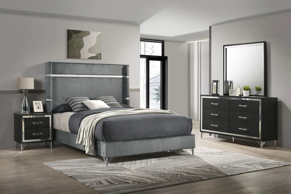 Lucia Grey/Black 4-Piece Eastern King Bedroom Set by Coaster at Eve Furniture