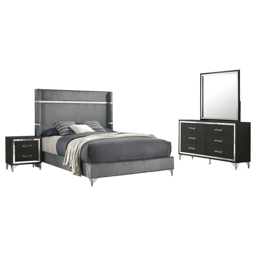 Lucia Grey/Black 4-Piece Queen Bedroom Set by Coaster at Eve Furniture