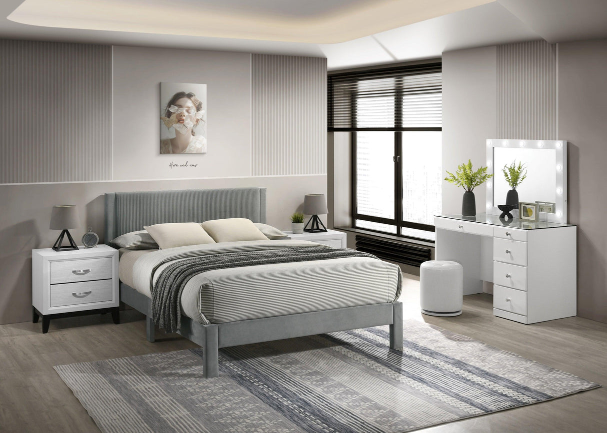 Lucia Light Gray Full Platform Bed by Crown Mark at Eve Furniture