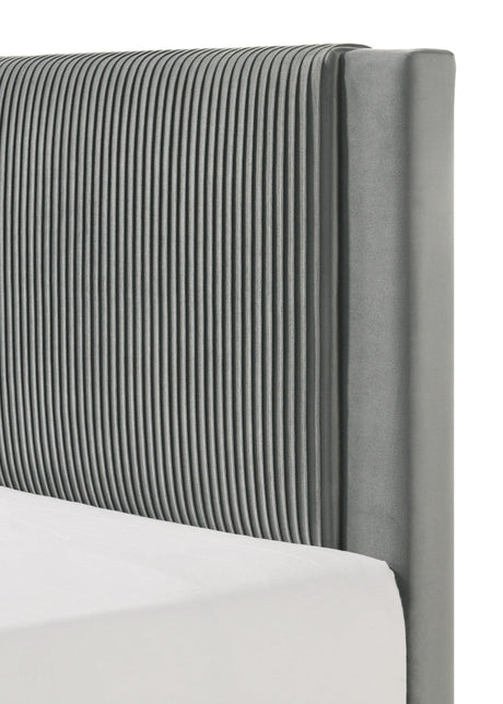 Lucia Light Gray Queen Platform Bed by Crown Mark at Eve Furniture