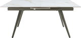 Lucia Polished Cappuccino/Gunmetal Extendable Stone Top Dining Table by Modus Furniture at Eve Furniture