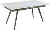 Lucia Polished Cappuccino/Gunmetal Extendable Stone Top Dining Table by Modus Furniture at Eve Furniture