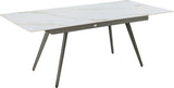 Lucia Polished Cappuccino/Gunmetal Extendable Stone Top Dining Table by Modus Furniture at Eve Furniture