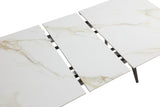 Lucia Polished Cappuccino/Gunmetal Extendable Stone Top Dining Table by Modus Furniture at Eve Furniture