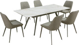 Lucia Polished Cappuccino/Gunmetal Extendable Stone Top Dining Table by Modus Furniture at Eve Furniture