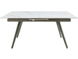 Lucia Polished Cappuccino/Gunmetal Extendable Stone Top Dining Table by Modus Furniture at Eve Furniture