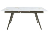 Lucia Polished Cappuccino/Gunmetal Extendable Stone Top Dining Table by Modus Furniture at Eve Furniture