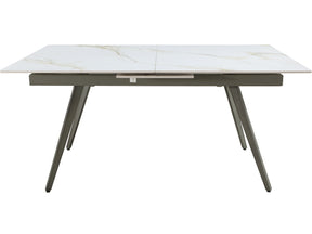 Lucia Polished Cappuccino/Gunmetal Extendable Stone Top Dining Table by Modus Furniture at Eve Furniture