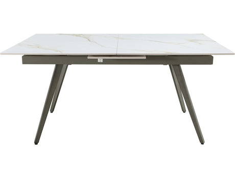 Lucia Polished Cappuccino/Gunmetal Extendable Stone Top Dining Table by Modus Furniture at Eve Furniture