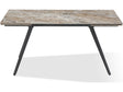 Lucia Rich Brown/Black Double Extension Stone Top Metal Leg Dining Table by Modus Furniture at Eve Furniture