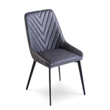 Lucia Upholstered Dining Chair in Charcoal Synthetic Leather and Black Metal (Set of 2) by Modus Furniture at Eve Furniture