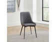 Lucia Upholstered Dining Chair in Charcoal Synthetic Leather and Black Metal (Set of 2) by Modus Furniture at Eve Furniture