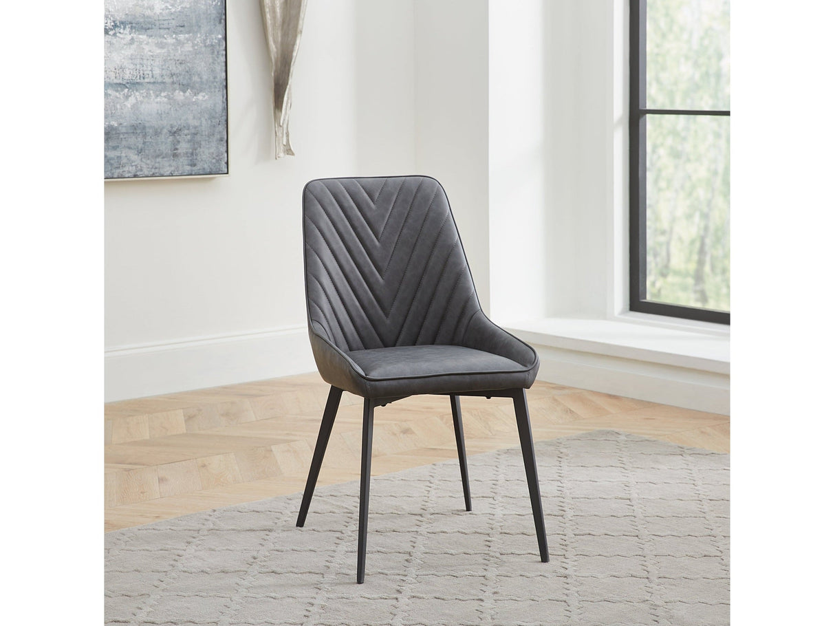Lucia Upholstered Dining Chair in Charcoal Synthetic Leather and Black Metal (Set of 2) by Modus Furniture at Eve Furniture