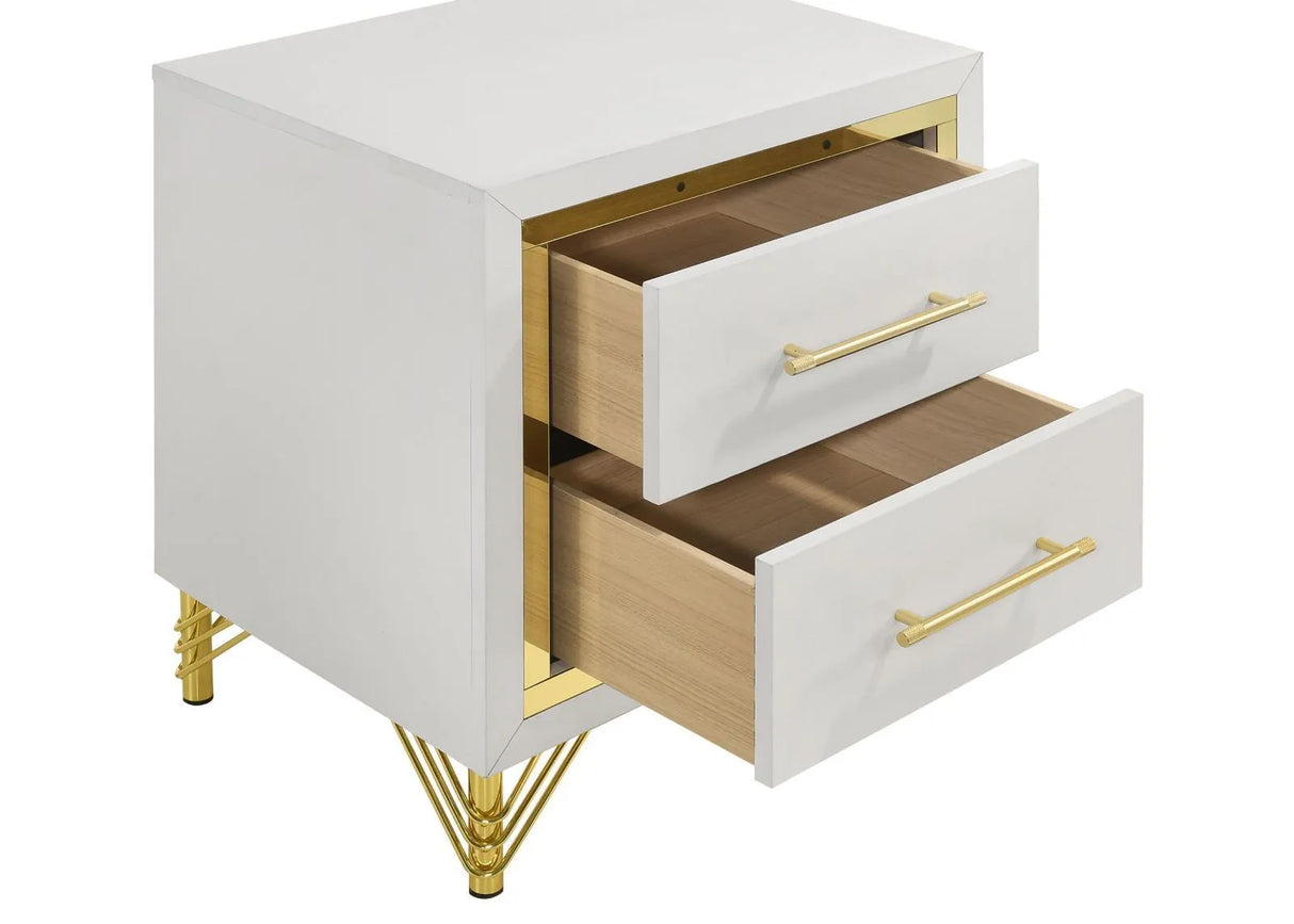 Lucia White 2-drawer Nightstand Bedside Table by Coaster at Eve Furniture