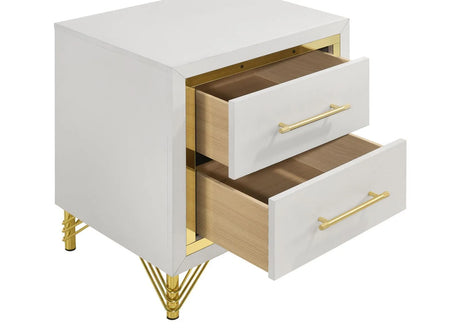 Lucia White 2-drawer Nightstand Bedside Table by Coaster at Eve Furniture