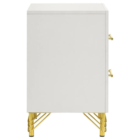 Lucia White 2-drawer Nightstand Bedside Table by Coaster at Eve Furniture