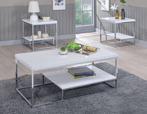 Lucia White 3-Piece Set (Cocktail & 2 End Tables) by Steve Silver at Eve Furniture