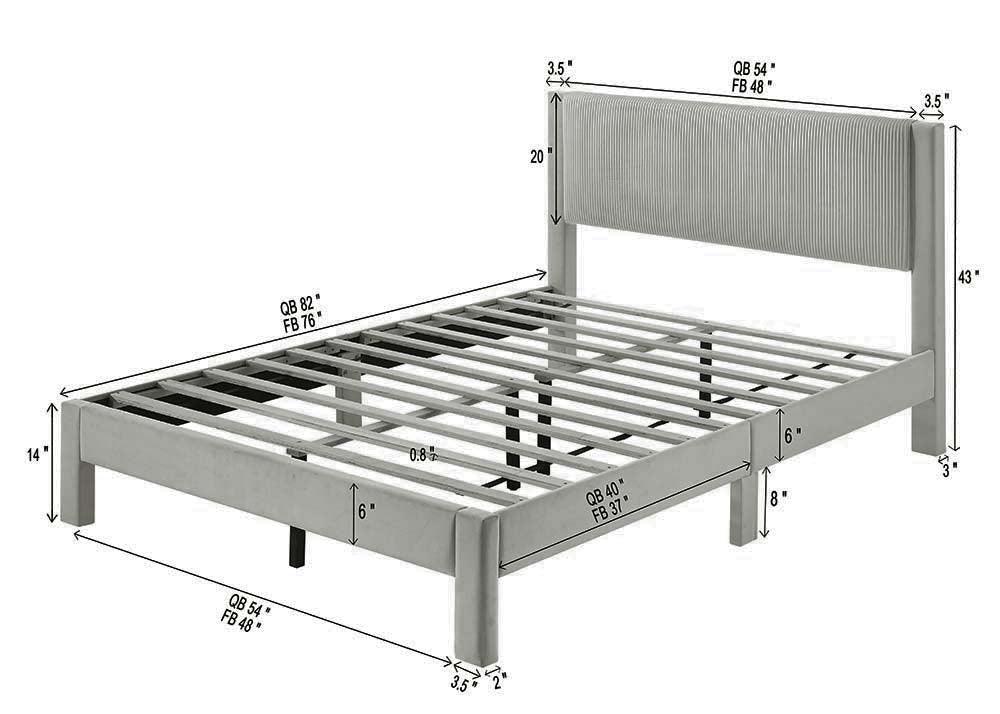 Lucia Light Gray Full Platform Bed by Crown Mark at Eve Furniture