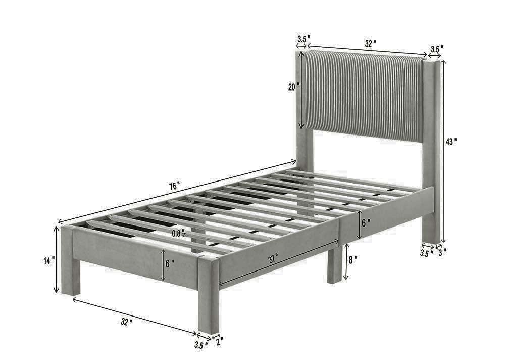Lucia Light Gray Twin Platform Bed by Crown Mark at Eve Furniture