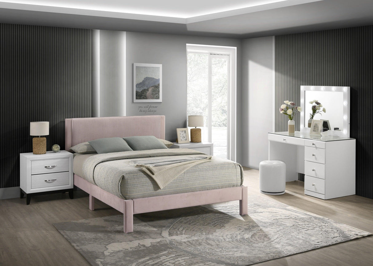 Lucia Pink Full Platform Bed by Crown Mark at Eve Furniture