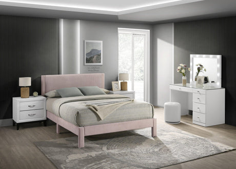 Lucia Pink Full Platform Bed by Crown Mark at Eve Furniture