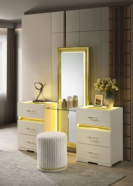 Lucida Beige Vanity Stool by Furniture of America at Eve Furniture