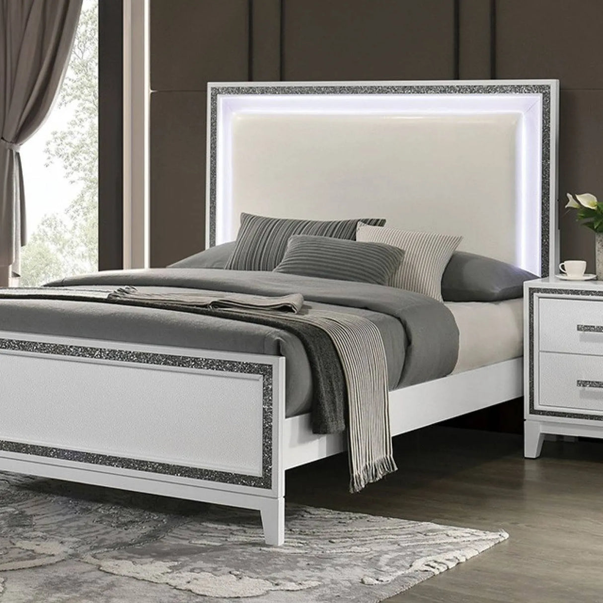 Lucida White LED Queen Bed by Furniture of America at Eve Furniture