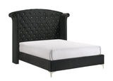 Lucinda Black King Upholstered Wingback Panel Bed by Crown Mark at Eve Furniture