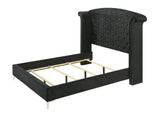 Lucinda Black Queen Upholstered Wingback Panel Bed by Crown Mark at Eve Furniture