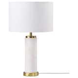 Lucius White and Gold Drum Shade Bedside Table Lamp by Coaster at Eve Furniture