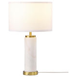 Lucius White and Gold Drum Shade Bedside Table Lamp by Coaster at Eve Furniture