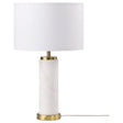 Lucius White and Gold Drum Shade Bedside Table Lamp by Coaster at Eve Furniture