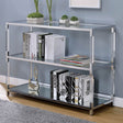Ludvig Chrome, Clear Sofa Table by Furniture of America at Eve Furniture