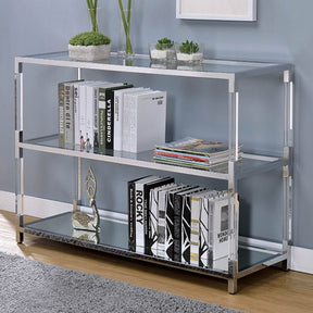 Ludvig Chrome, Clear Sofa Table by Furniture of America at Eve Furniture